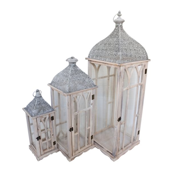 346 000004 2 Lantern Danny Inart set of 3 aluminum in a natural shadeDecoration > Decorations