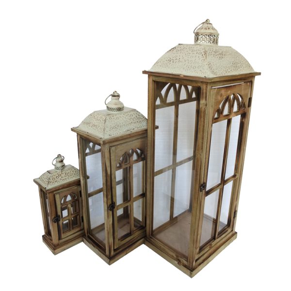 346 000005 3 Lantern Berie Inart set of 3 aluminum in brown shadeDecoration > Decorations