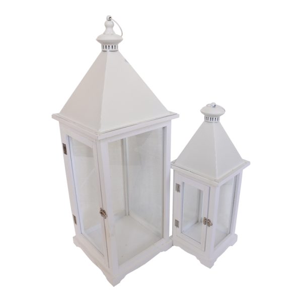 346 000010 3 Oprie Inart lantern set of 2 aluminum in white shadeDecoration > Decorations