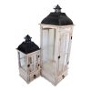 346 000014 2 Lantern Jannie Inart set of 3 aluminum in antic white shadeSPRING OFFERS
