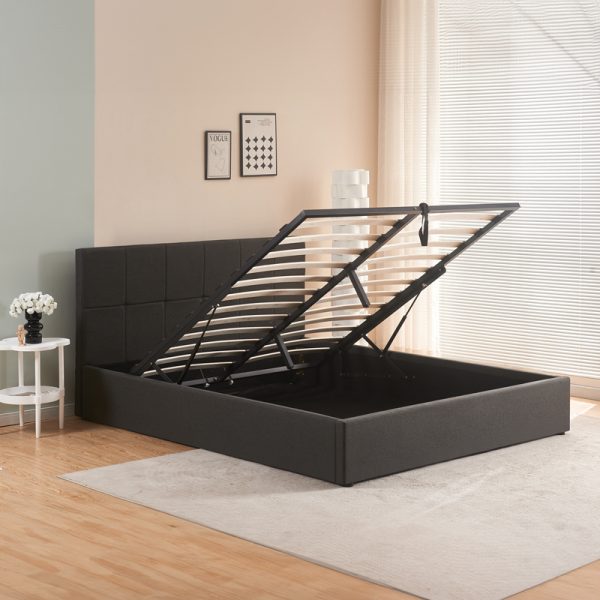 347 000010 2 5 Double bed with storage space Zamblene pakoworld anthracite fabric 160x200cmIndoor furniture > Beds