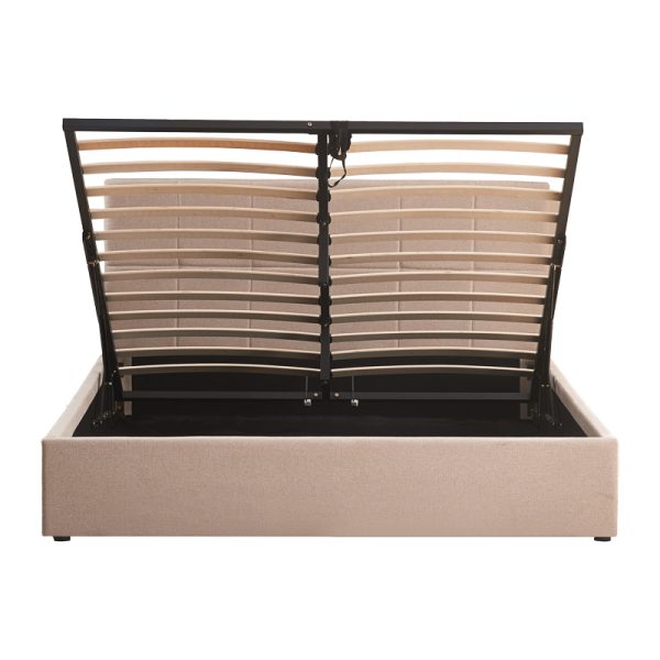 347 000011 4 5 Double bed with storage space Zamblene pakoworld beige fabric 160x200cmIndoor furniture > Beds