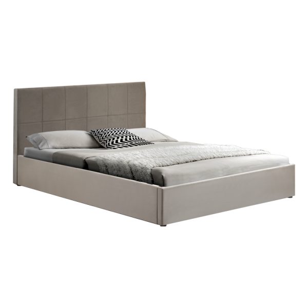 347 000012 9 Double bed with storage space Zamblene pakoworld gray velvet 160x200cmIndoor furniture > Beds