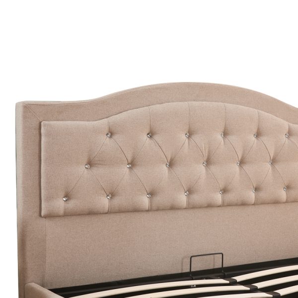 347 000014 4 5 Double bed with storage space Majore pakoworld beige fabric 160x200cmIndoor furniture > Beds