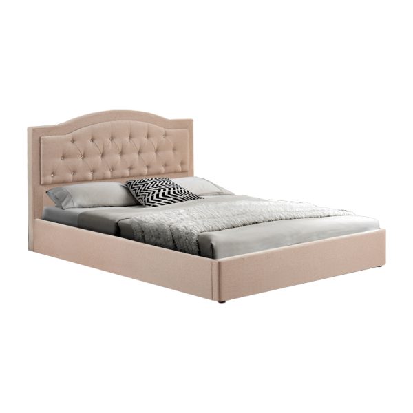 347 000014 8 Double bed with storage space Majore pakoworld beige fabric 160x200cmIndoor furniture > Beds