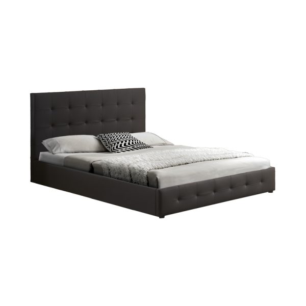 347 000015 11 Double bed with storage space Cankere pakoworld black pu 160x200cmIndoor furniture > Beds