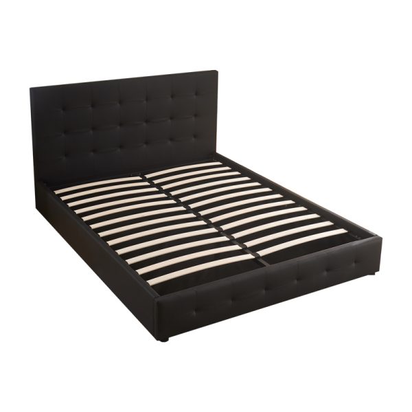 347 000015 3 8 Double bed with storage space Cankere pakoworld black pu 160x200cmIndoor furniture > Beds