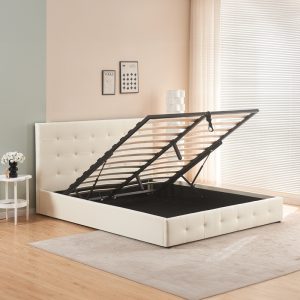 347 000016 2 5 Double bed with storage space Cankere pakoworld cream pu 160x200cmIndoor furniture > Beds