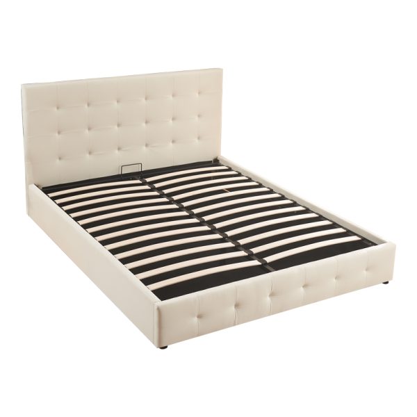 347 000016 3 5 Double bed with storage space Cankere pakoworld cream pu 160x200cmIndoor furniture > Beds