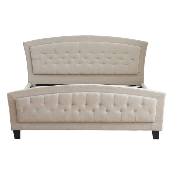 347 000019 2 3 Double bed Camaro pakoworld fabric in beige color 160x200cmIndoor furniture > Beds