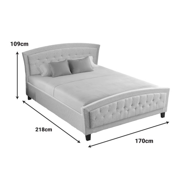 347 000019 3 3 Double bed Camaro pakoworld fabric in beige color 160x200cmIndoor furniture > Beds