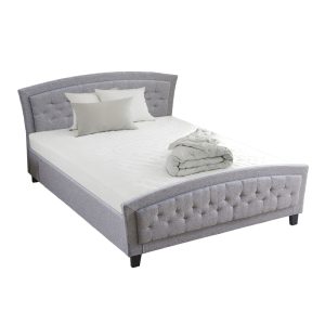 347 000020 1 Double bed Camaro pakoworld fabric in grey color 160x200cmIndoor furniture > Beds