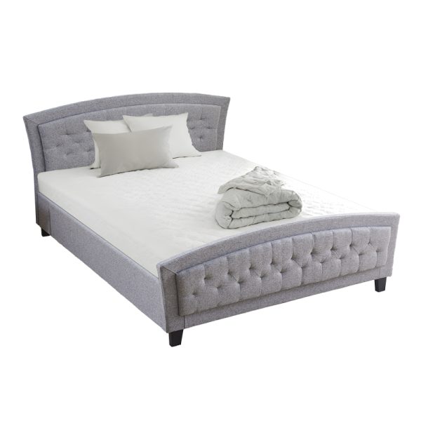 347 000020 1 Double bed Camaro pakoworld fabric in grey color 160x200cmIndoor furniture > Beds