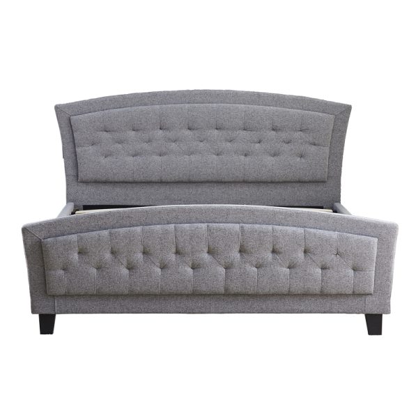 347 000020 2 1 Double bed Camaro pakoworld fabric in grey color 160x200cmIndoor furniture > Beds
