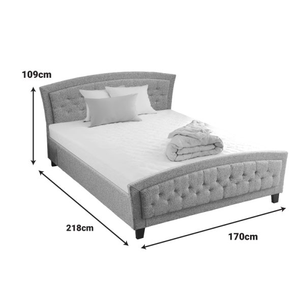 347 000020 3 1 Double bed Camaro pakoworld fabric in grey color 160x200cmIndoor furniture > Beds