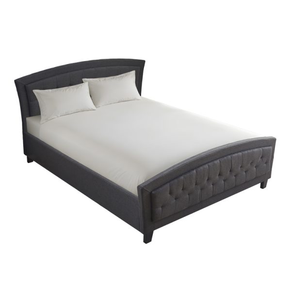347 000021 1 Double bed Camaro pakoworld fabric in anthracite color 160x200cmIndoor furniture > Beds