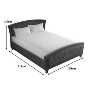 347 000021 3 1 Double bed Camaro pakoworld fabric in anthracite color 160x200cmIndoor furniture > Beds