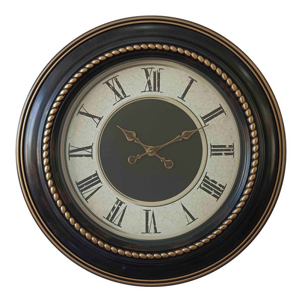 349 000008 5 Retta Inart wall clock in antique black and gold tone D60.8x5.6cmDecoration > Clocks