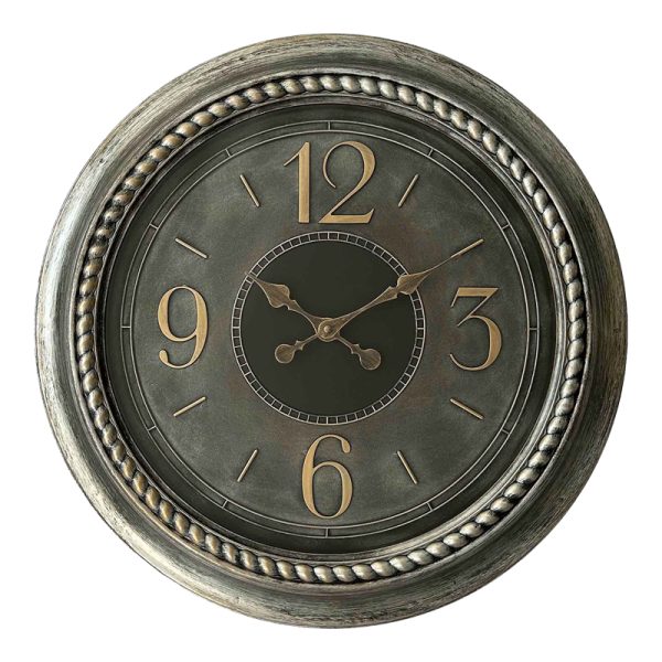 349 000013 5 Festo Inart wall clock in antique silver shade D55.9x5.6cmDecoration > Clocks