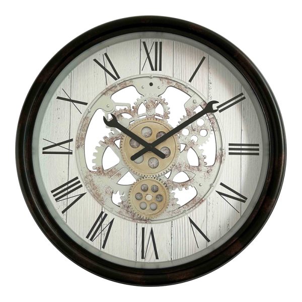 349 000016 12 Rabby Inart wall clock in black antique shade D45.3x6.5cmDecoration > Clocks
