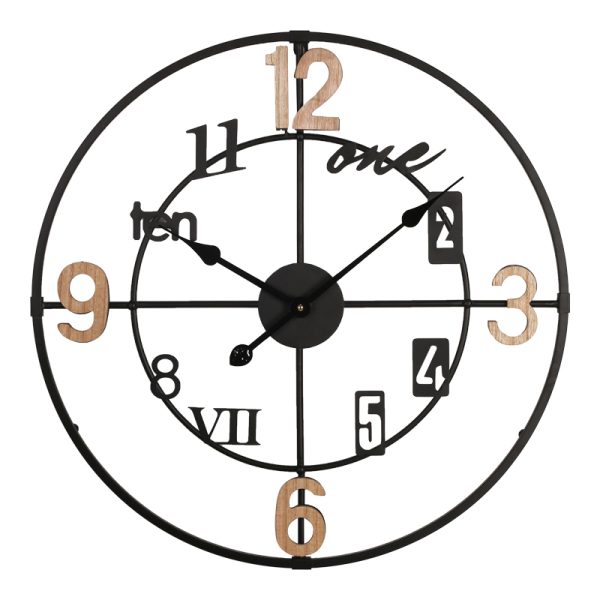 351 000006 6 Wall clock Plusser Inart metal in black shade 60x2.5x60cmDecoration > Clocks