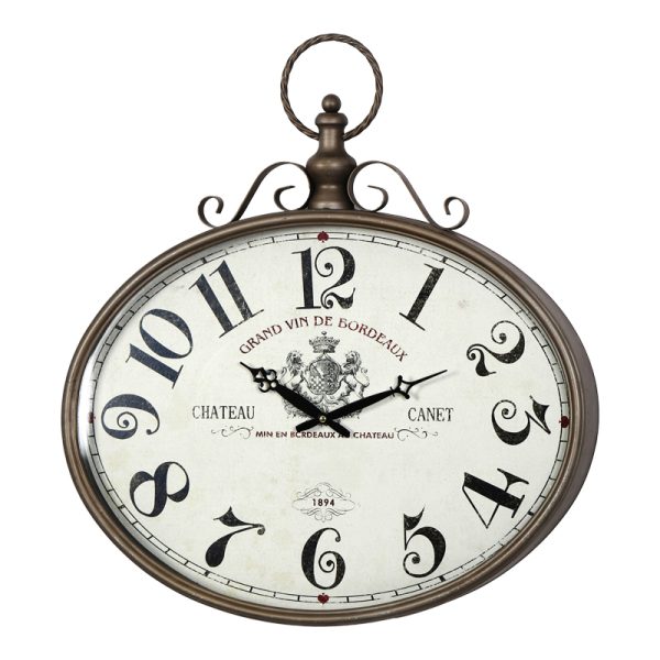 351 000022 8 Wall clock Krepi Inart metal in brown shade 55.5x6.5x60cmDecoration > Clocks