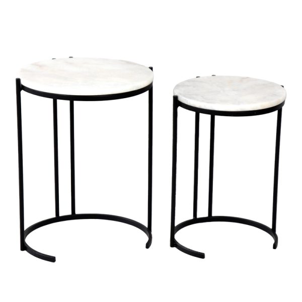 352 000001 8 Living room side tables set of 2 Luxere Inart black metal-white marbleIndoor furniture > Coffee tables