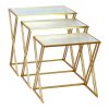 352 000008 2 Side tables for living room set of 2 pieces Zoliene Inart gold metal-white marbleIndoor furniture > Coffee tables