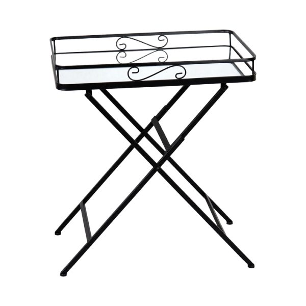 352 000009 2 Joene Inart foldable table black metal-mirror glass 60x38x68cmIndoor furniture > Dining Tables