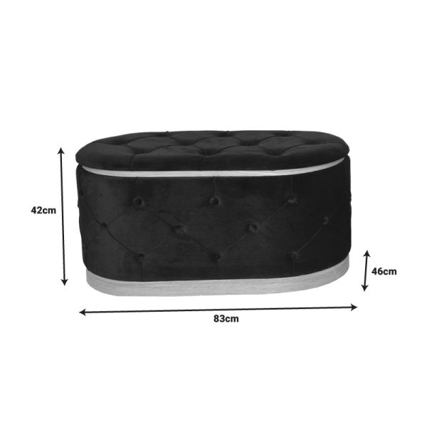 353 000001 3 7 Royel Inart chest stool set of 2 velvet in black and beige shadeIndoor furniture > Stools