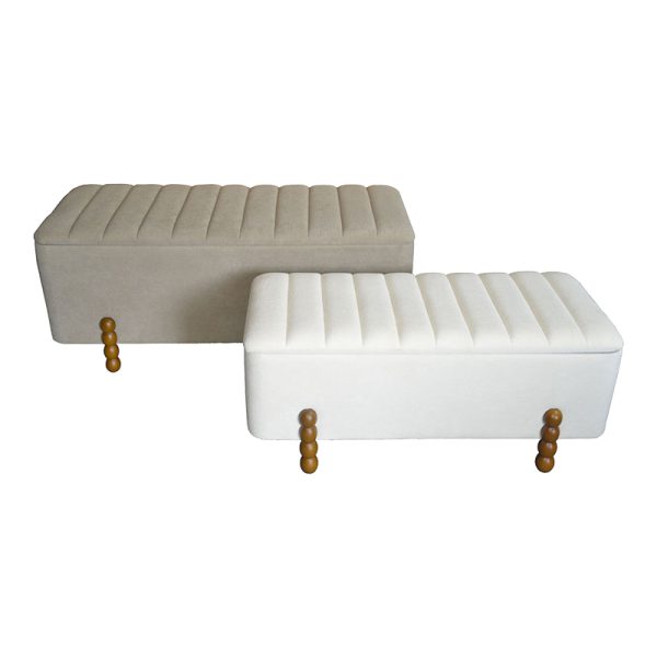 353 000002 6 Daph Inart trunk stool set of 2 velvet in beige and white shadeIndoor furniture > Stools