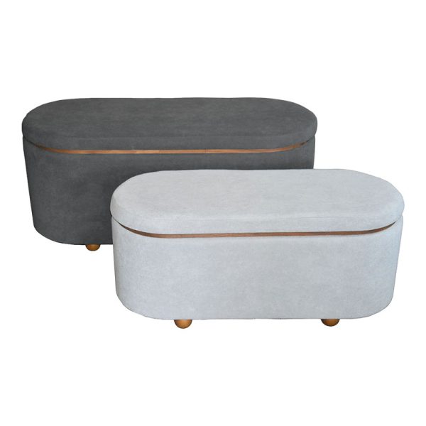 353 000004 8 Tara Inart trunk stool set of 2 velvet in dark gray and charcoal shadeIndoor furniture > Stools