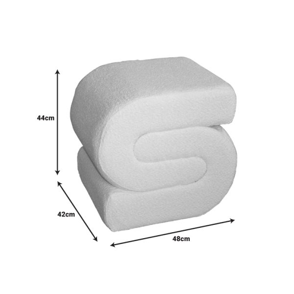 353 000008 3 7 Escargot stool Inart bouclé fabric in white shade 48x42x44cmIndoor furniture > Stools