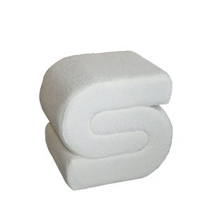 353 000008 9 Escargot stool Inart bouclé fabric in white shade 48x42x44cmIndoor furniture > Stools