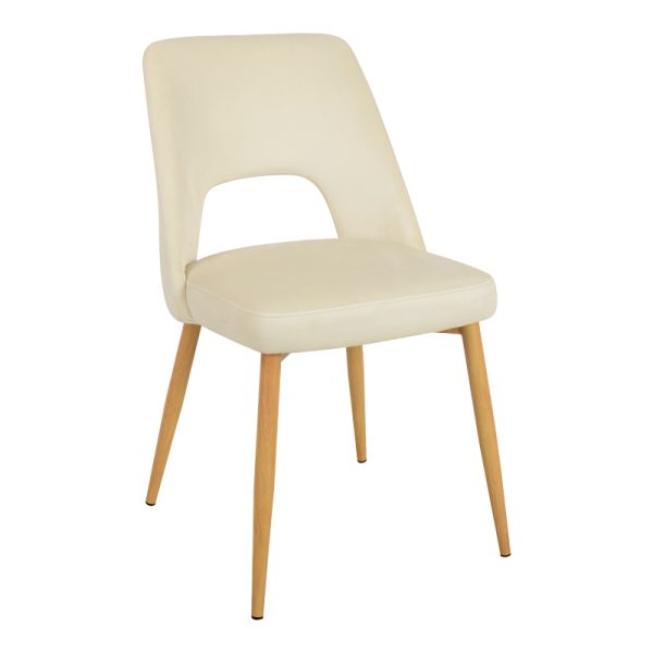 357 000002 6 Murde chair pakoworld beige velvet and metal legs in a natural shade 48.5x61x89cmIndoor furniture > Chairs