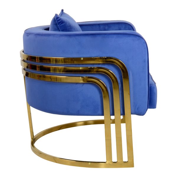 357 000006 2 3 Roblu pakoworld armchair gold metal and velvet in blue shade 72x77.4x70cmIndoor furniture > Living room armchairs