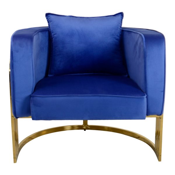 357 000006 3 3 Roblu pakoworld armchair gold metal and velvet in blue shade 72x77.4x70cmIndoor furniture > Living room armchairs