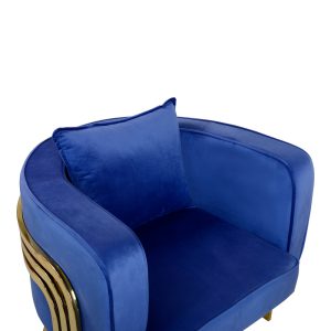 357 000006 4 3 Roblu pakoworld armchair gold metal and velvet in blue shade 72x77.4x70cmIndoor furniture > Living room armchairs