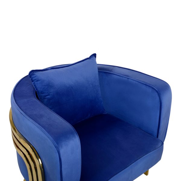 357 000006 4 3 Roblu pakoworld armchair gold metal and velvet in blue shade 72x77.4x70cmIndoor furniture > Living room armchairs