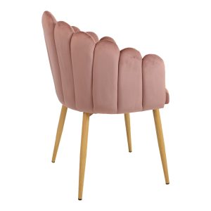 357 000007 2 7 Briella armchair pakoworld pink velvet fabric and metal legs in a natural shade 60x56x84cmIndoor furniture > Armchairs