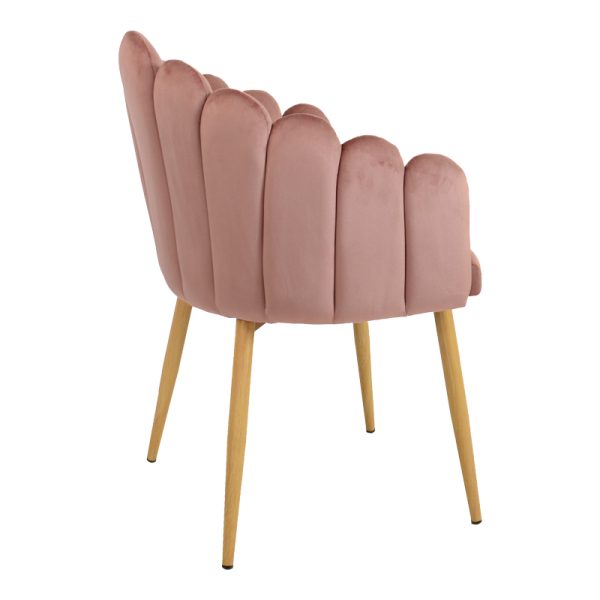 357 000007 2 7 Briella armchair pakoworld pink velvet fabric and metal legs in a natural shade 60x56x84cmIndoor furniture > Armchairs