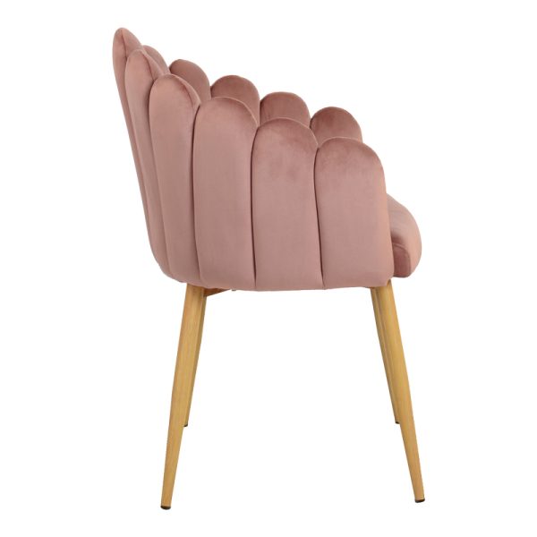 357 000007 3 7 Briella armchair pakoworld pink velvet fabric and metal legs in a natural shade 60x56x84cmIndoor furniture > Armchairs