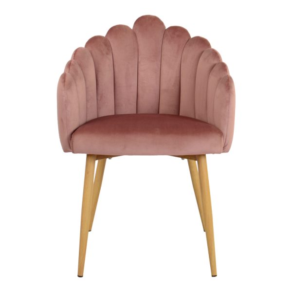 357 000007 4 7 Briella armchair pakoworld pink velvet fabric and metal legs in a natural shade 60x56x84cmIndoor furniture > Armchairs