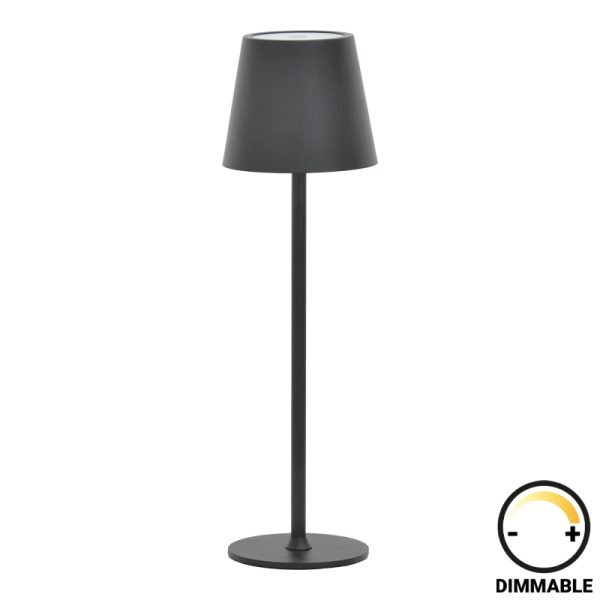 358 000009 10 Brave Ι pakoworld LED touch table lamp rechargeable in black color D11.5x37cmLighting > Table