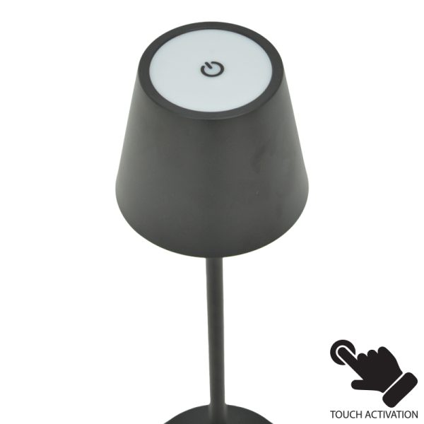 358 000009 2 8 Brave Ι pakoworld LED touch table lamp rechargeable in black color D11.5x37cmLighting > Table