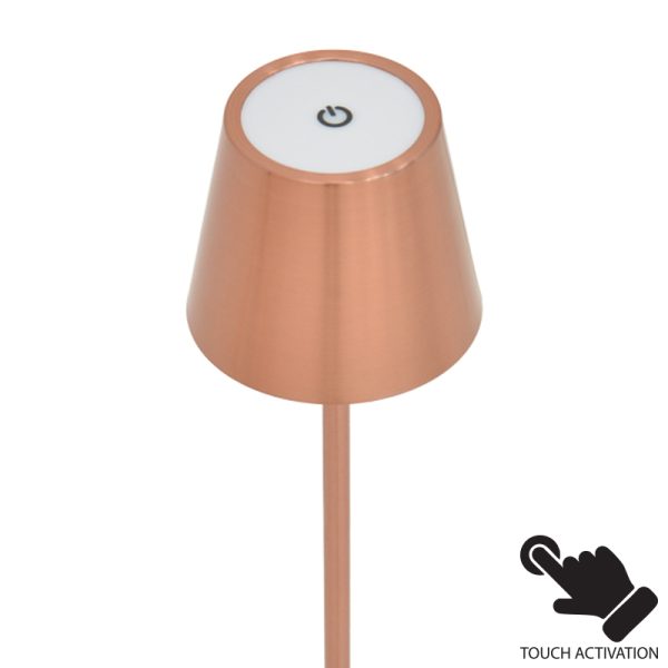 358 000010 2 3 Brave Ι pakoworld LED touch table lamp rechargeable in bronze color D11.5x37cmLighting > Table