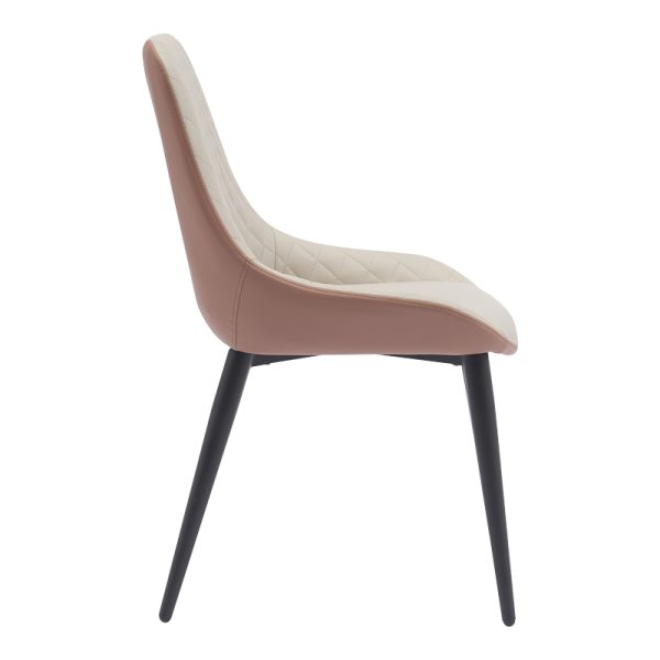 360 000001 3 2 Chair Komme pakoworld beige-brown pu with black metal leg 49x57x84cmIndoor furniture > Chairs