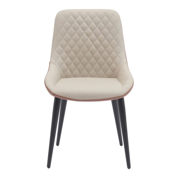 360 000001 4 2 Chair Komme pakoworld beige-brown pu with black metal leg 49x57x84cmIndoor furniture > Chairs