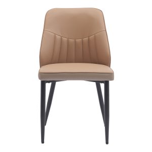 360 000002 4 3 Chair Onyer pakoworld brown-grey pu with black metal leg 48x60x83cmIndoor furniture > Chairs