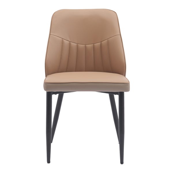360 000002 4 3 Chair Onyer pakoworld brown-grey pu with black metal leg 48x60x83cmIndoor furniture > Chairs